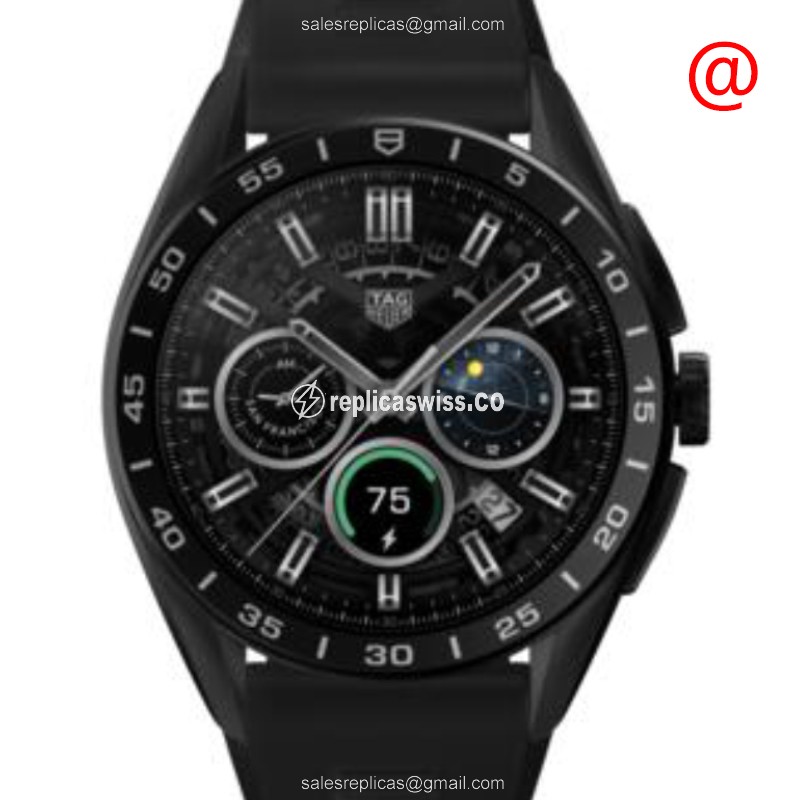Tag Heuer SBR8A80.BT6261 Replica - Intelligent - Ceramic Case - Black Dial - Rubber Black Strap - Buckle Clasp