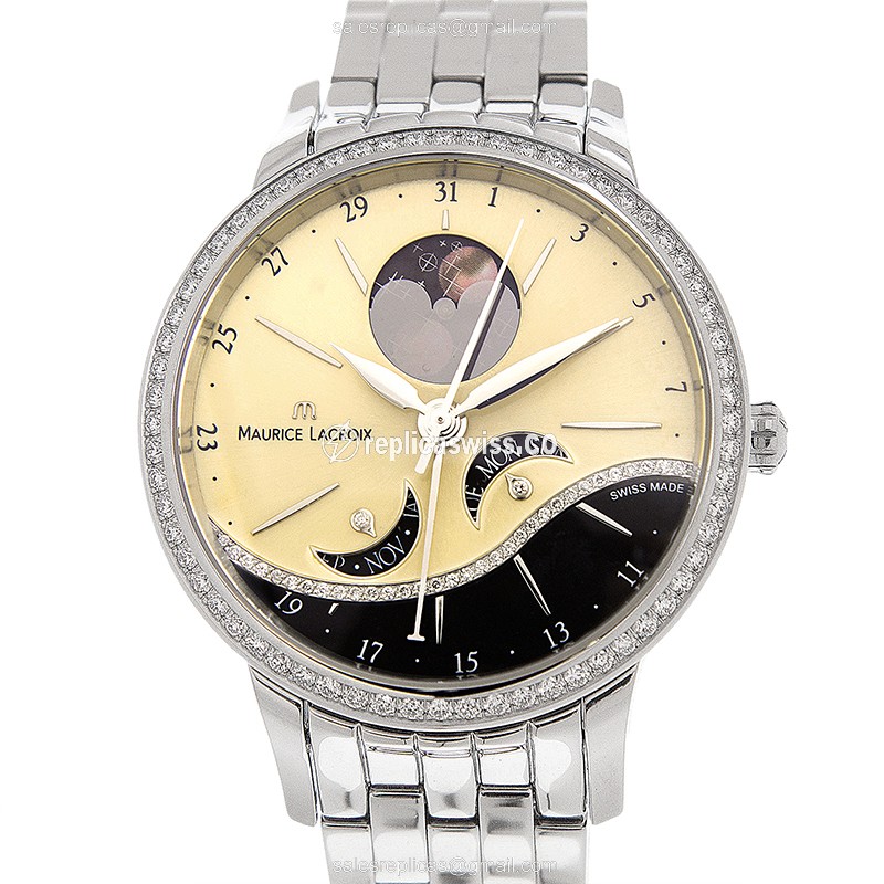 Maurice Lacroix STARSIDE - Automatic - Gold Dial - Steel Case - Silver Strap - Luxury Replica STARSIDE Watch