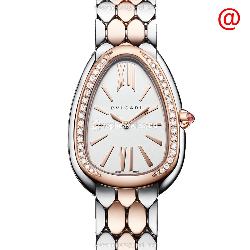 Bulgari Serpenti Seduttori Quartz 18kt Rose - Diamond White Dial - Gold Steel Strap