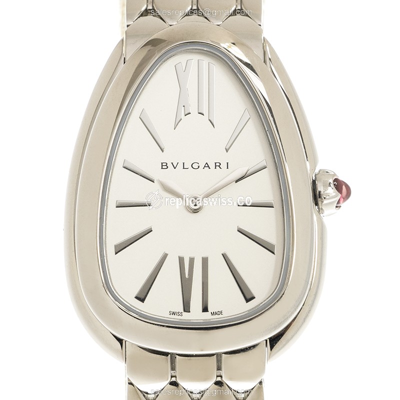 Bulgari Serpenti Seduttori Quartz - White Dial - Steel Case - Silver Strap