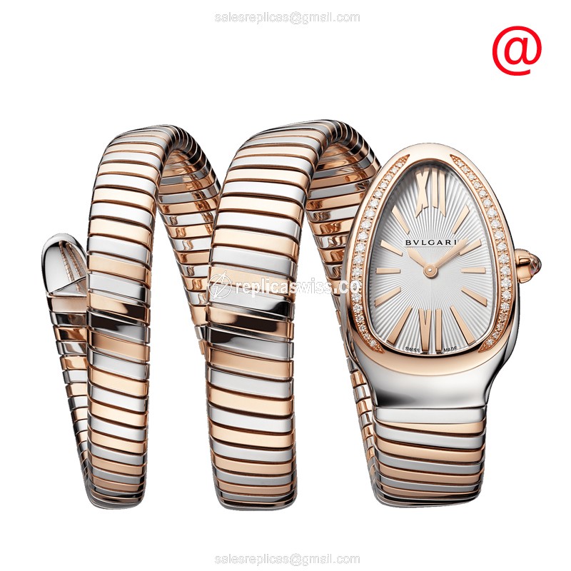 Bulgari Serpenti Tubogas Replica - Quartz - 18kt Rose - White Dial - Bangle Clasp - Gold - Luxury Replica SERPENTI TUBOGAS Watch