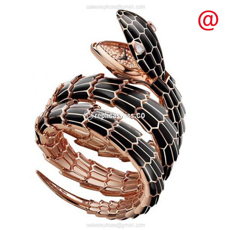 Bulgari Serpenti Secret Replica - Quartz - 18kt Rose Gold - Gold Dial - Bangle Clasp