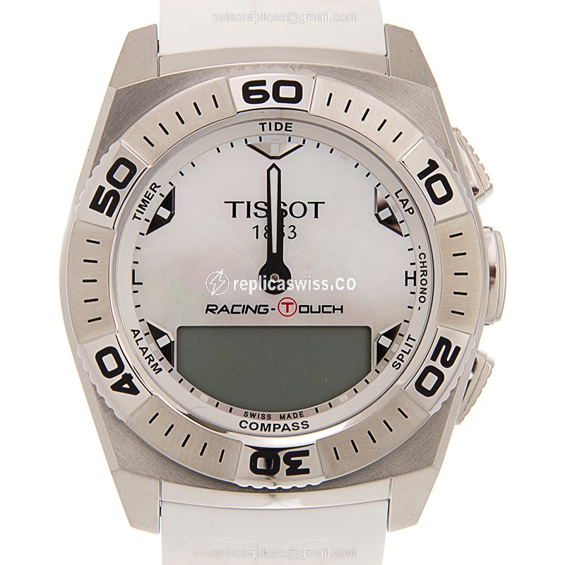 Tissot T002.520.17.111.00 Replica - Quartz - White Dial - Steel Case - White Rubber Strap