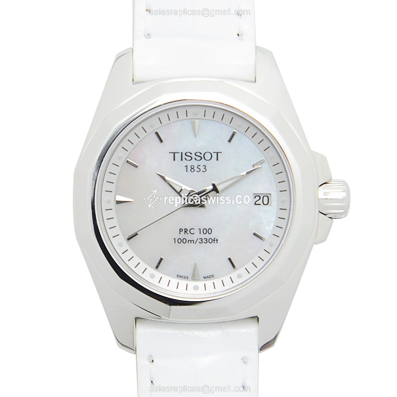 Tissot T-SPORT Quartz - White Dial - Steel Case - Leather Strap - White Clasp