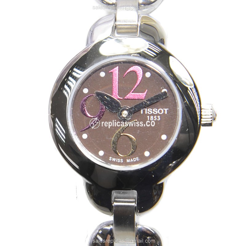Tissot T-TREND Quartz - Steel Case - Brown Dial - Silver Band - Clasp - 185.62