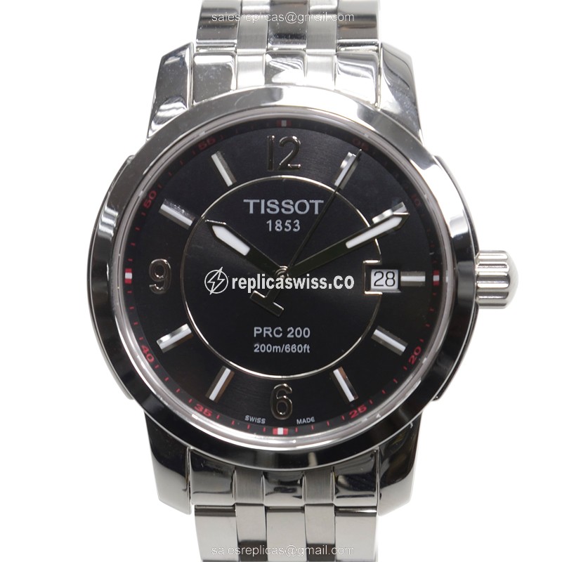 Tissot T-SPORT Quartz - Black Dial - Steel Case - Silver Strap - Clasp - Luxury Replica T-SPORT Watch