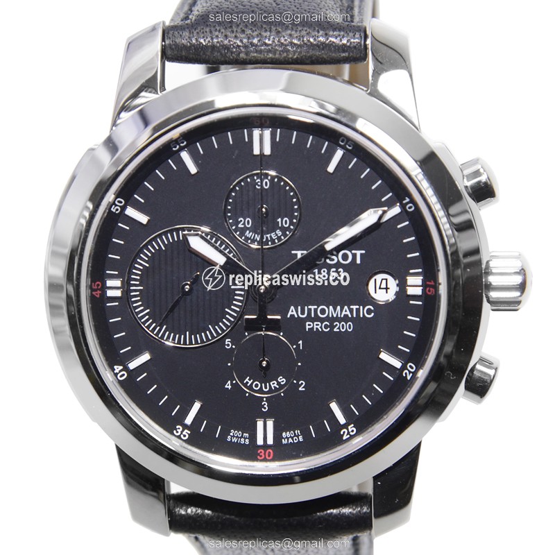 Tissot T-SPORT Replica - Automatic - Steel Case - Black Dial - Leather Strap