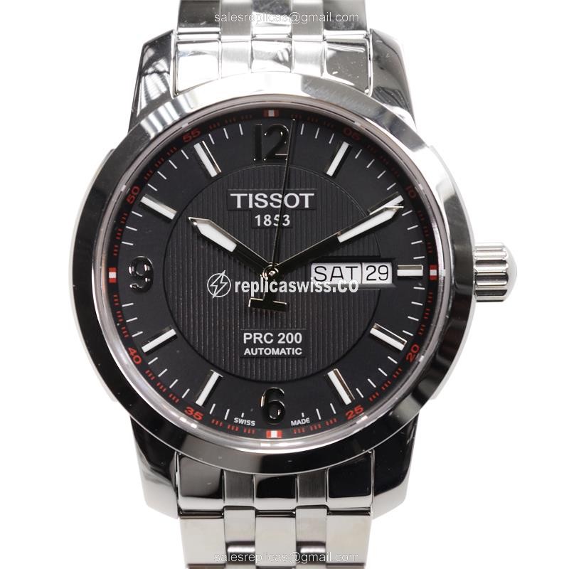 Automatic Tissot T-SPORT - Black Dial - Silver Steel - Clasp - 40mm - Luxury Replica T-SPORT Watch