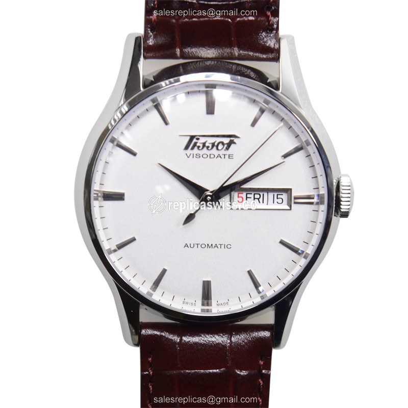 Rolex Heritage Tissot Automatic - White Dial - Stainless Steel Case - Brown Leather Strap - Luxury Replica HERITAGE Watch