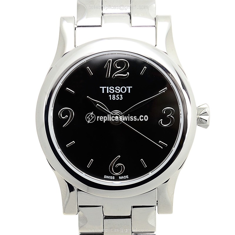 Replica Tissot T-Classic - Quartz - Steel Case - Black Dial - Silver Steel Band - Luxury Replica T-CLASSIC Watch