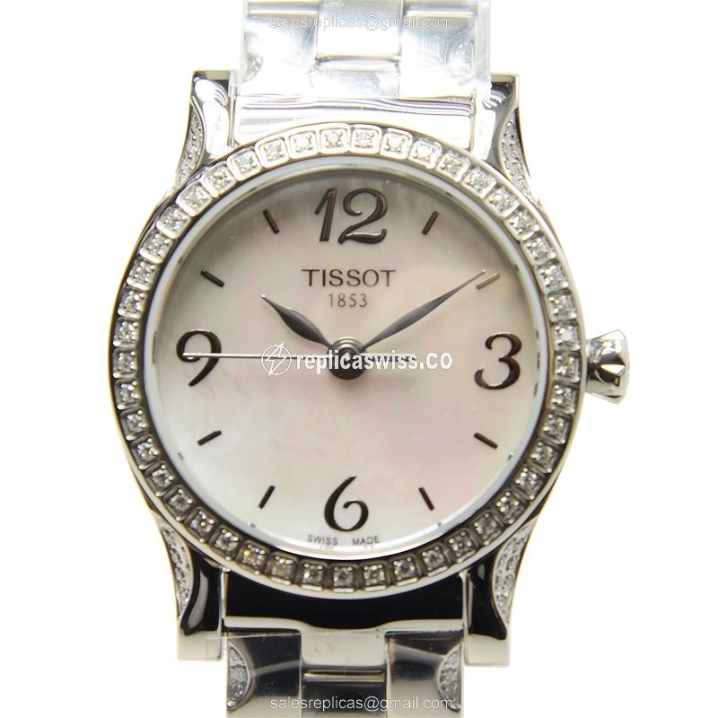 Tissot T-CLASSIC Quartz - White Dial - Diamond - Steel Case - Silver Clasp