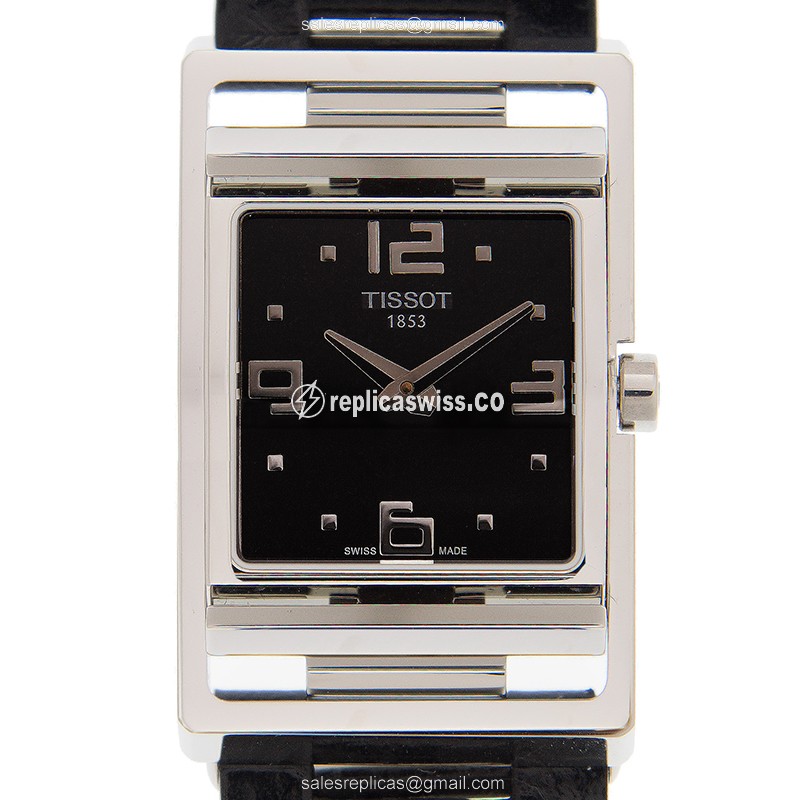 Tissot T-TREND Quartz - Black Dial - Leather Strap - Clasp - Stainless Steel Case - Luxury Replica T-TREND Watch