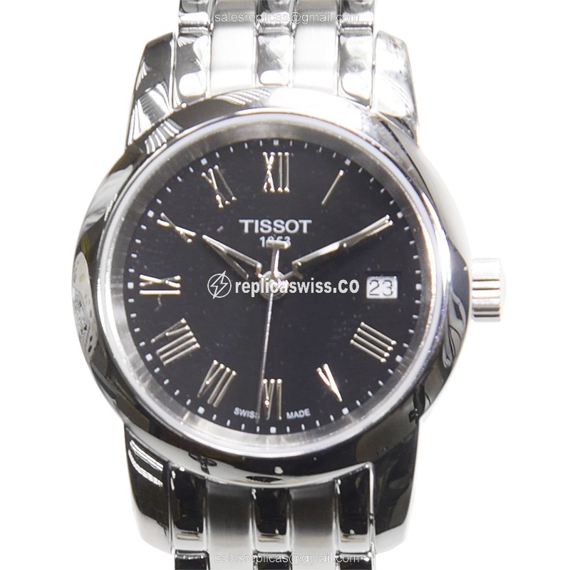 Rolex T-CLASSIC Replica - Quartz - Black Dial - Steel Case - Silver Strap - Luxury Replica T-CLASSIC Watch
