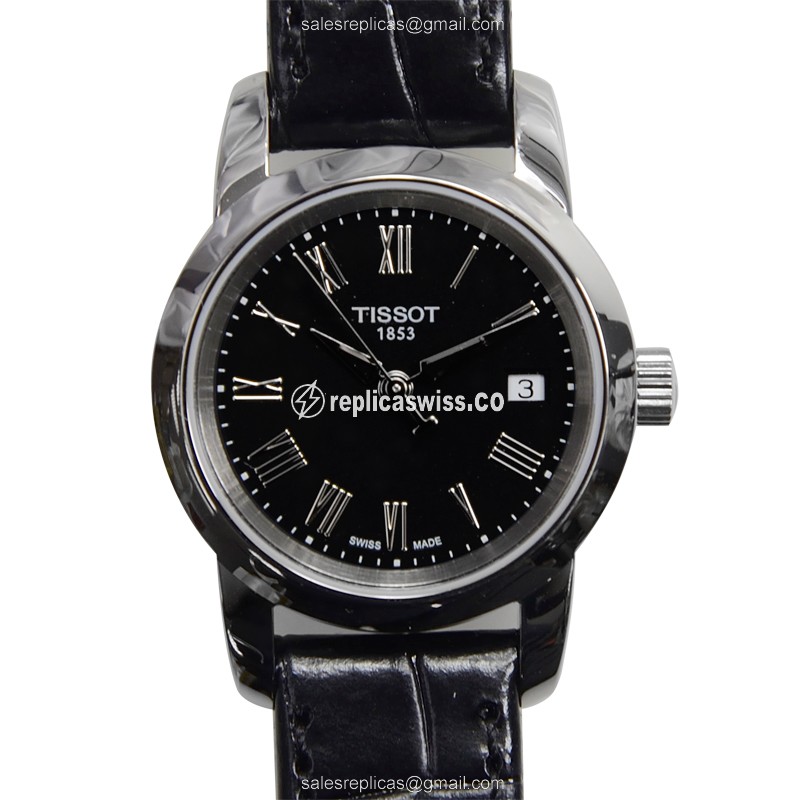 Tissot T-CLASSIC Quartz - Black Dial - Leather Strap - Buckle Clasp - Luxury Replica T-CLASSIC Watch