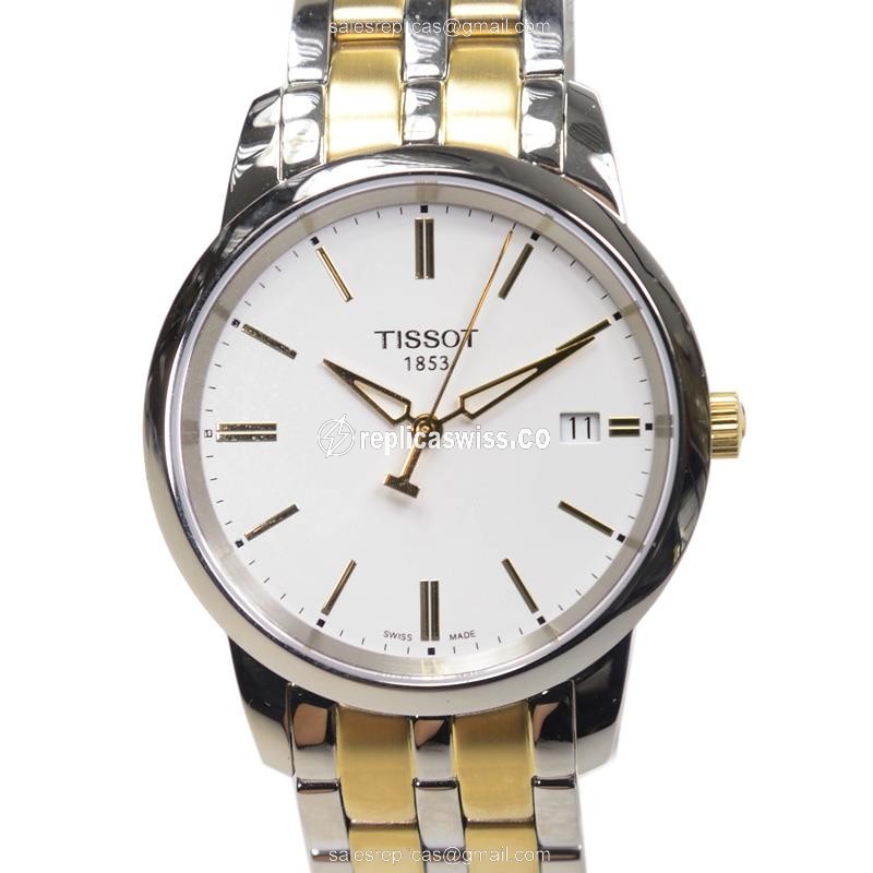 Rolex T-CLASSIC Quartz - White Dial - Steel Case - Gold PVD - Gold Strap - Clasp