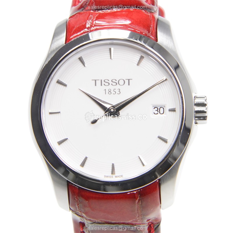 Tissot T-TREND Quartz - Silver Dial - Steel Case - Red Leather Strap - Luxury Replica T-TREND Watch