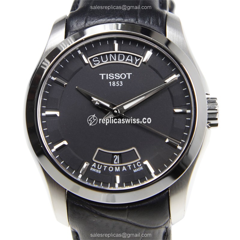 Rolex T-Classic Replica - Automatic - Steel Case - Black Dial - Leather Strap - Luxury Replica T-CLASSIC Watch