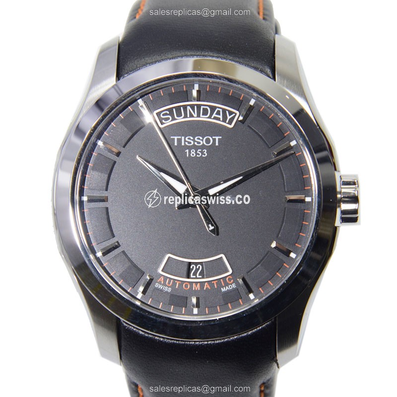 Tissot T-CLASSIC Automatic Steel - Black Dial, Leather Strap, Black Clasp - Luxury Replica T-CLASSIC Watch
