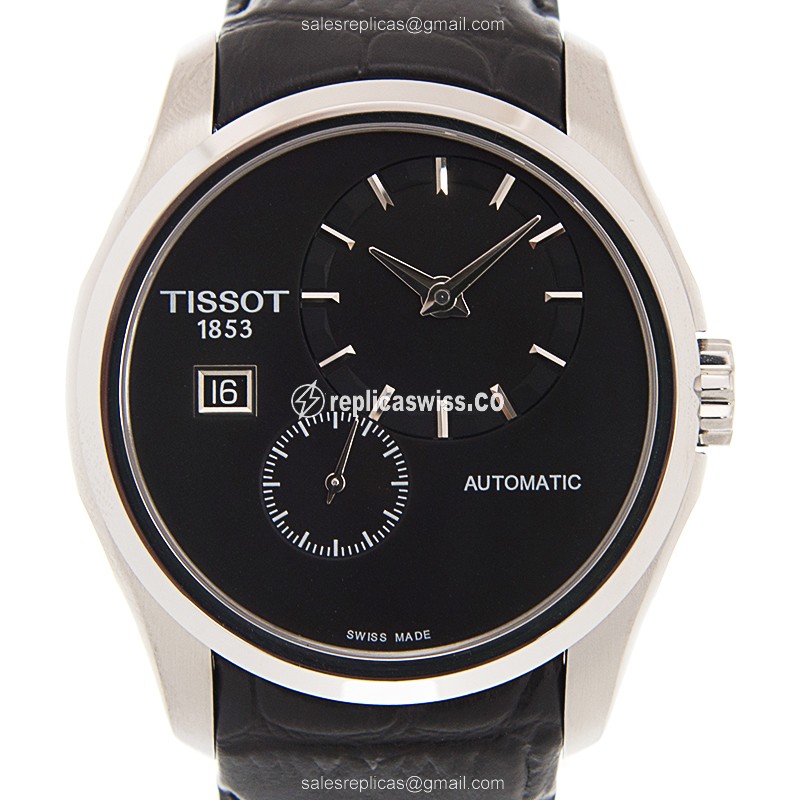Rolex T-CLASSIC Replica - Automatic - Steel - Black Dial, Leather Strap - Black Clasp - Luxury Replica T-CLASSIC Watch