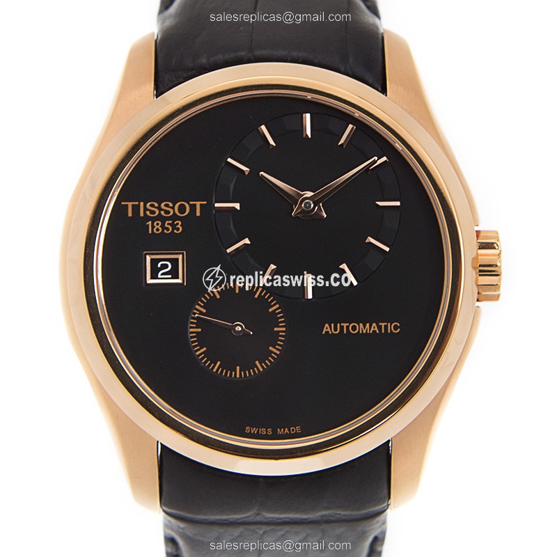 Tissot T-CLASSIC Replica - Automatic - Steel Case - Black Dial - Leather Strap