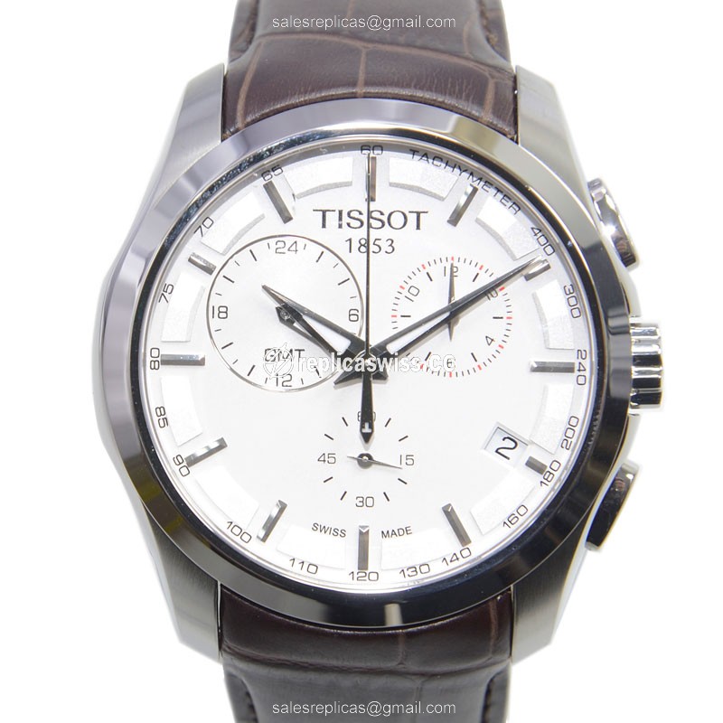 Rolex T-Classic Quartz - Silver Dial - Stainless Steel Case - Brown Leather Strap