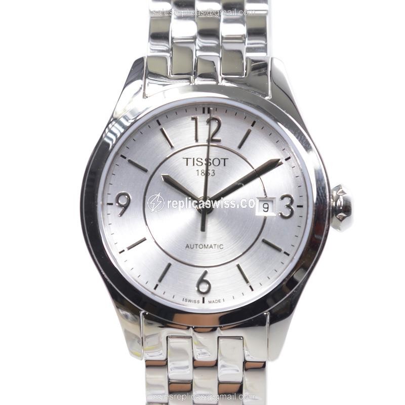Automatic Tissot T-CLASSIC Watch - Stainless Steel Case - White Dial - Silver Band - Luxury Replica T-CLASSIC Watch