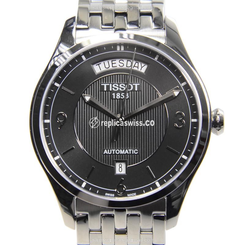 Automatic Tissot T-CLASSIC - Black Dial - Stainless Steel Case - Silver Steel Strap
