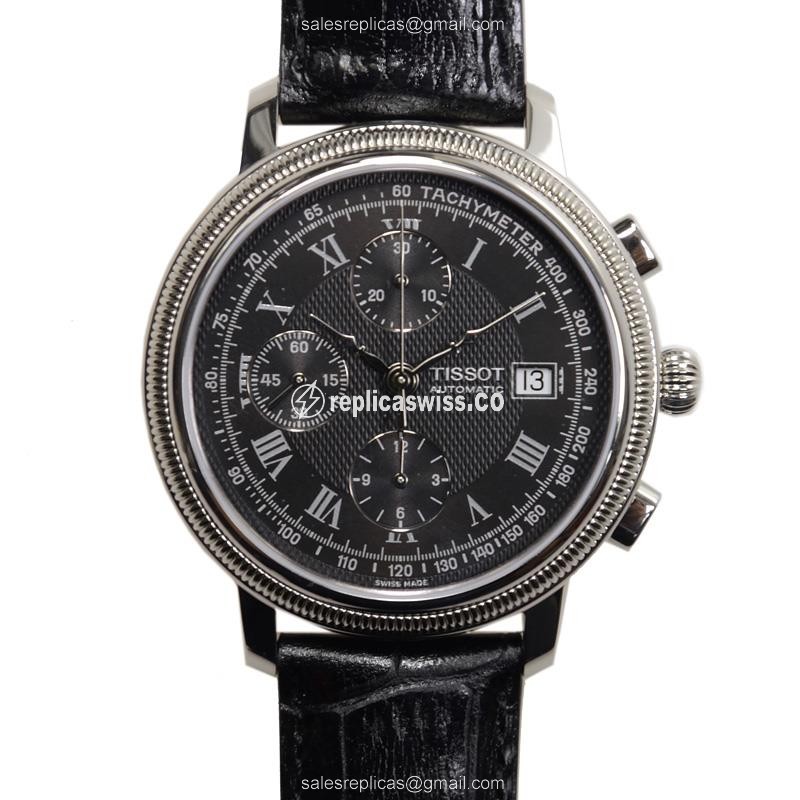 Automatic Tissot T-CLASSIC - Stainless Steel - Black Dial - Leather Strap - Luxury Replica T-CLASSIC Watch