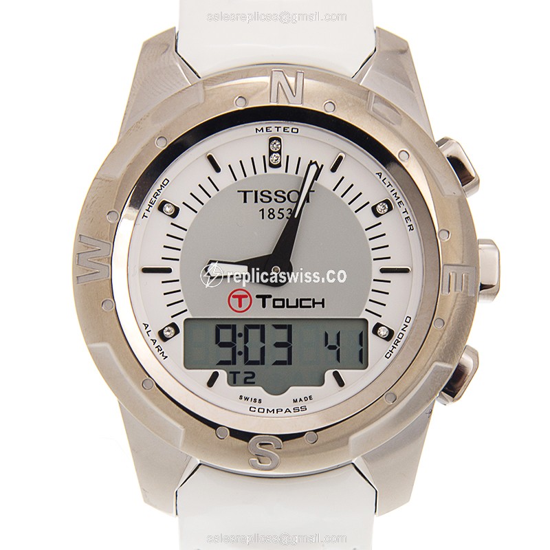 Tissot Touch Collection Quartz - Titanium Case - White Dial - Leather Strap