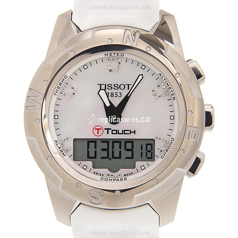 Tissot Touch Collection Quartz - Titanium Case - White Dial - Leather Strap - Luxury Replica TOUCH COLLECTION Watch