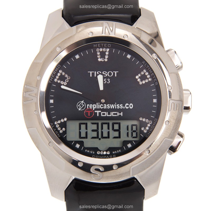 Tissot T047.220.46.126.00 Replica - Quartz - Titanium Case - Blue Dial - Black Leather Strap