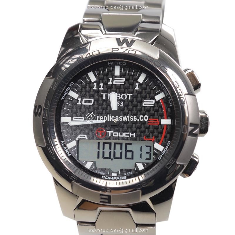 Tissot T047.420.44.207.00 Replica - Quartz - Titanium Case - Black Dial - Silver Titanium Strap