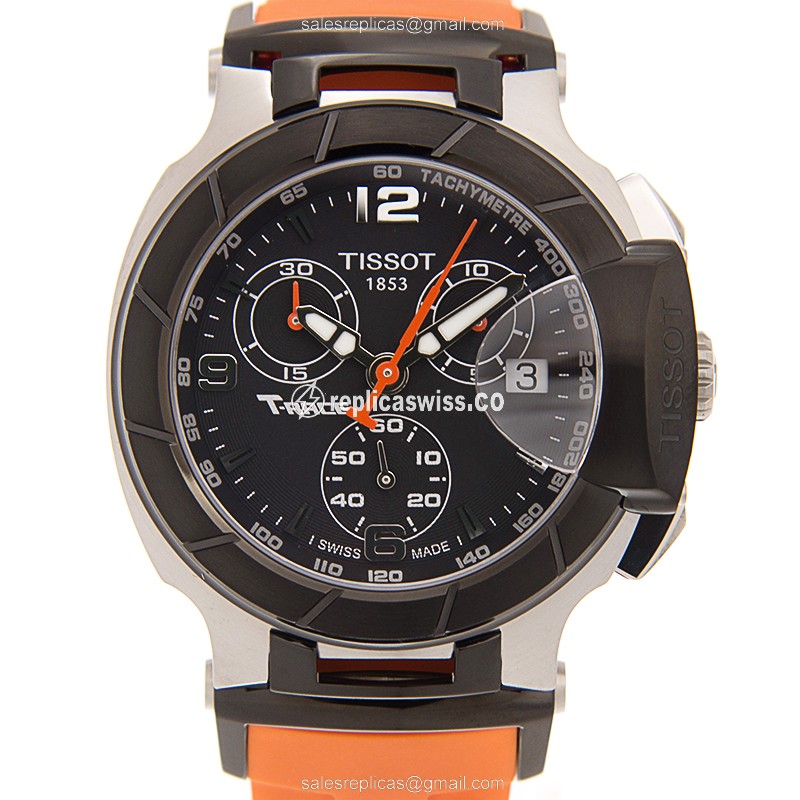 Tissot T-SPORT Quartz Steel - Black Dial - Orange Rubber Strap