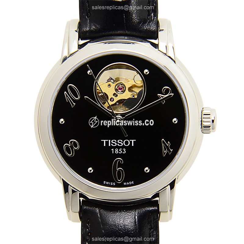 Automatic Tissot T-CLASSIC Replica - Steel Case - Black Dial - Leather Strap - Luxury Replica T-CLASSIC Watch
