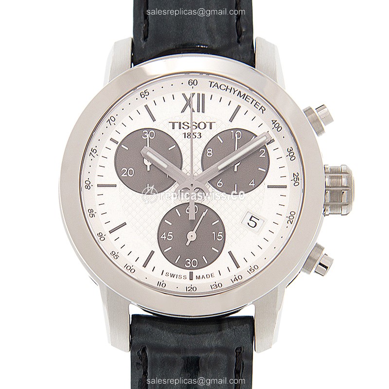 Tissot T055.217.16.038.00 Quartz - Stainless Steel Case - White Dial - Black Leather Strap