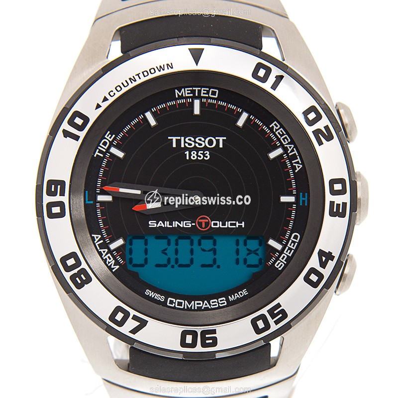Rolex Tissot Replica - Quartz - Black Dial - Steel Case - Black Band - Luxury Replica TOUCH COLLECTION Watch