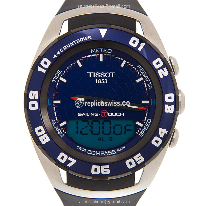 Rolex Tissot Touch Collection Quartz - Blue Dial - Stainless Steel - Black Rubber Strap