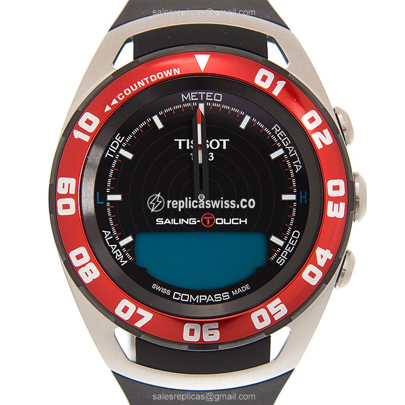 Rolex Tissot Touch Collection - Quartz - Black Dial - Steel Case - Rubber Strap - Black