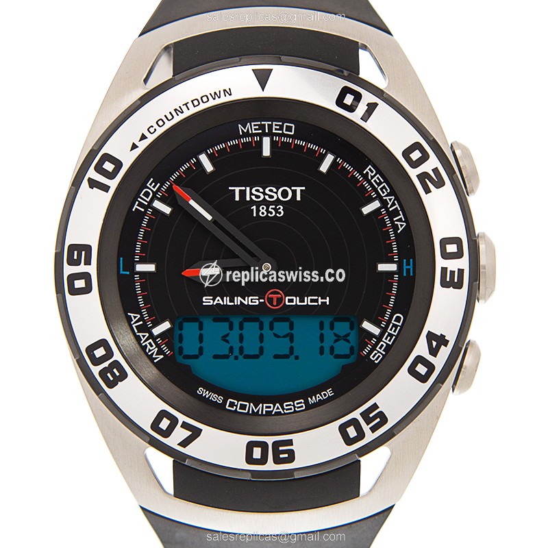 Rolex Tissot Touch Quartz - Black Dial - Stainless Steel Case - Rubber Black Strap