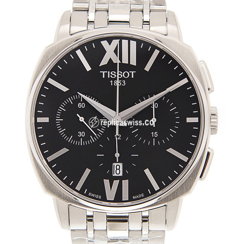 Tissot T-CLASSIC Replica - Automatic - Black Dial - Silver Steel Strap - Luxury Replica T-CLASSIC Watch