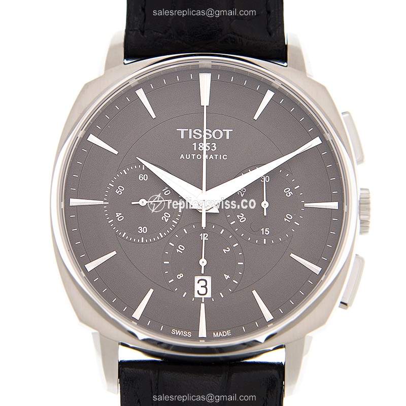 Tissot T-CLASSIC Replica - Automatic - Steel Case - Black Dial - Leather Strap - Luxury Replica T-CLASSIC Watch