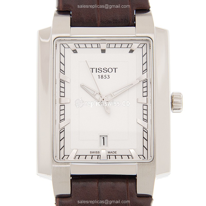 Rolex T-TREND Quartz - Silver Dial - Steel Case - Brown Leather Strap