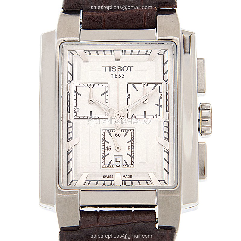 Rolex T-TREND Quartz Replica - White Dial - Leather Brown Strap - Clasp