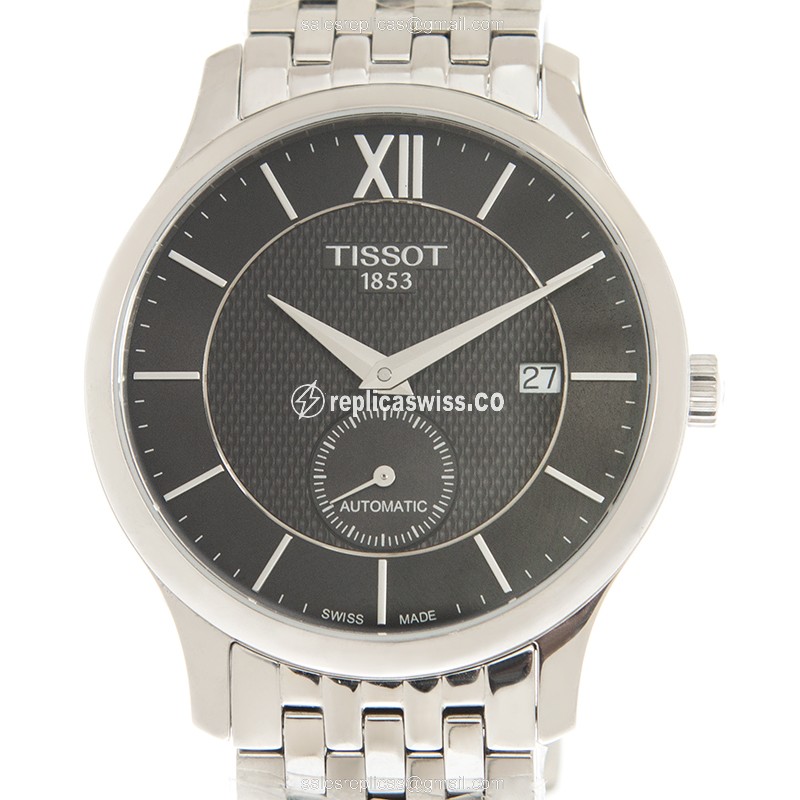 Tissot T-TRADITION Replica - Automatic - Black Dial - Silver Steel Case & Band