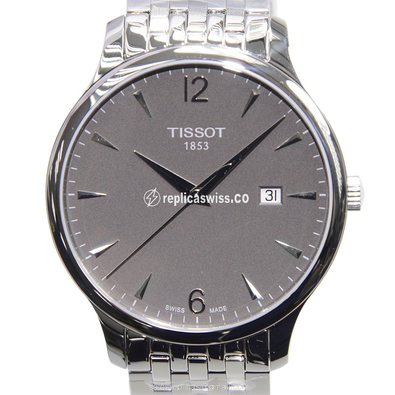 Tissot T-CLASSIC Replica - Quartz - Stainless Steel Case - Gray Dial - Silver Band - Luxury Replica T-CLASSIC Watch