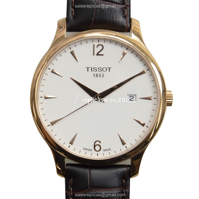 Tissot T-CLASSIC Quartz Watch - Stainless Steel Case - White Dial - Brown Leather Strap