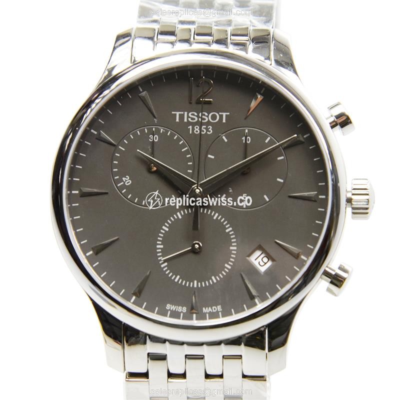 Tissot T-CLASSIC Quartz - Steel Case - Dark Grey - Silver Steel - Clasp