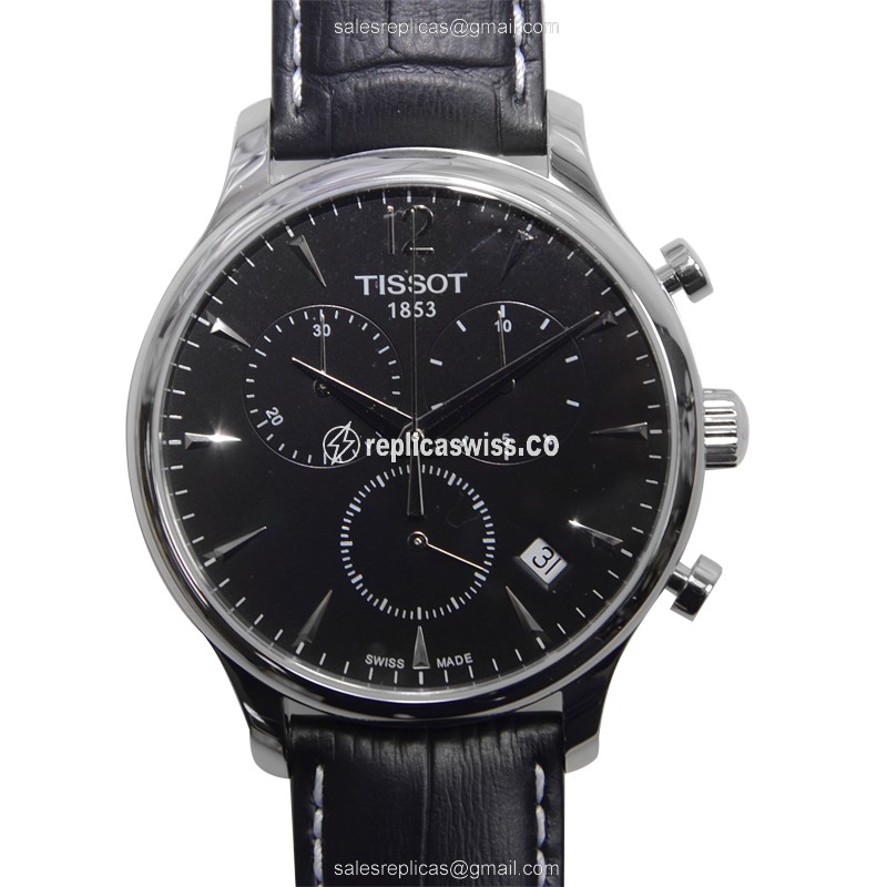 Tissot T-CLASSIC Quartz - Black Dial - Leather Strap - Stainless Steel Case - Luxury Replica T-CLASSIC Watch