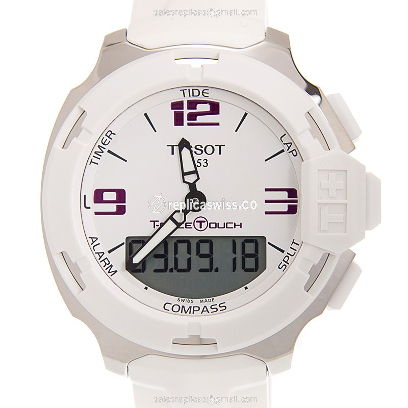 Tissot Touch Collection Quartz Steel White Dial Rubber Strap Buckle Clasp - Replica Watch - Luxury Replica TOUCH COLLECTION Watch