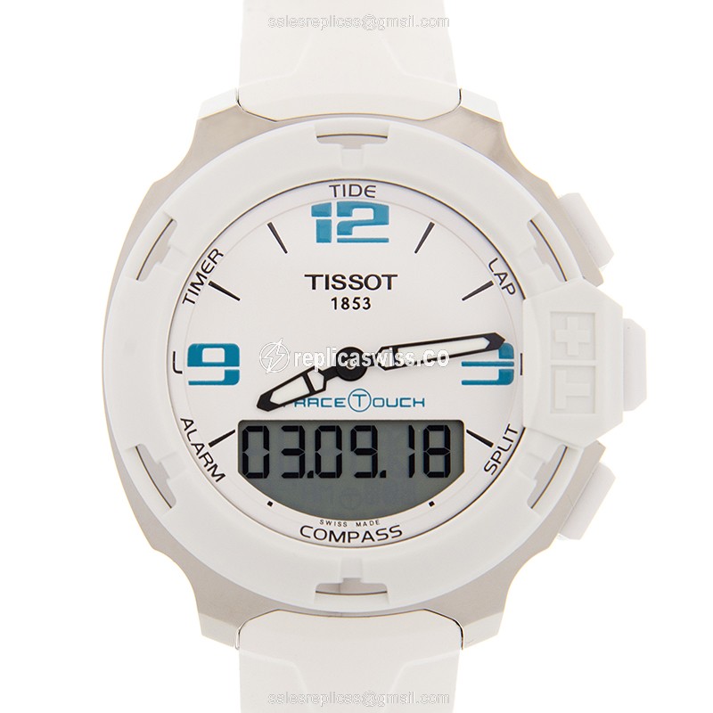 Rolex Tissot Replica - Quartz - Stainless Steel - White Dial - Buckle Clasp - White Band - Luxury Replica TOUCH COLLECTION Watch
